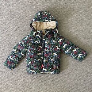Mini Boden Floral Unicorn Hooded Jacket